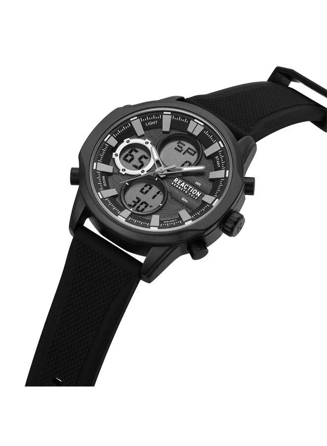 كينيث كول ريأكشن Black Dial Black Silicone Strap Analog-digital Watch for Men, 46mm
