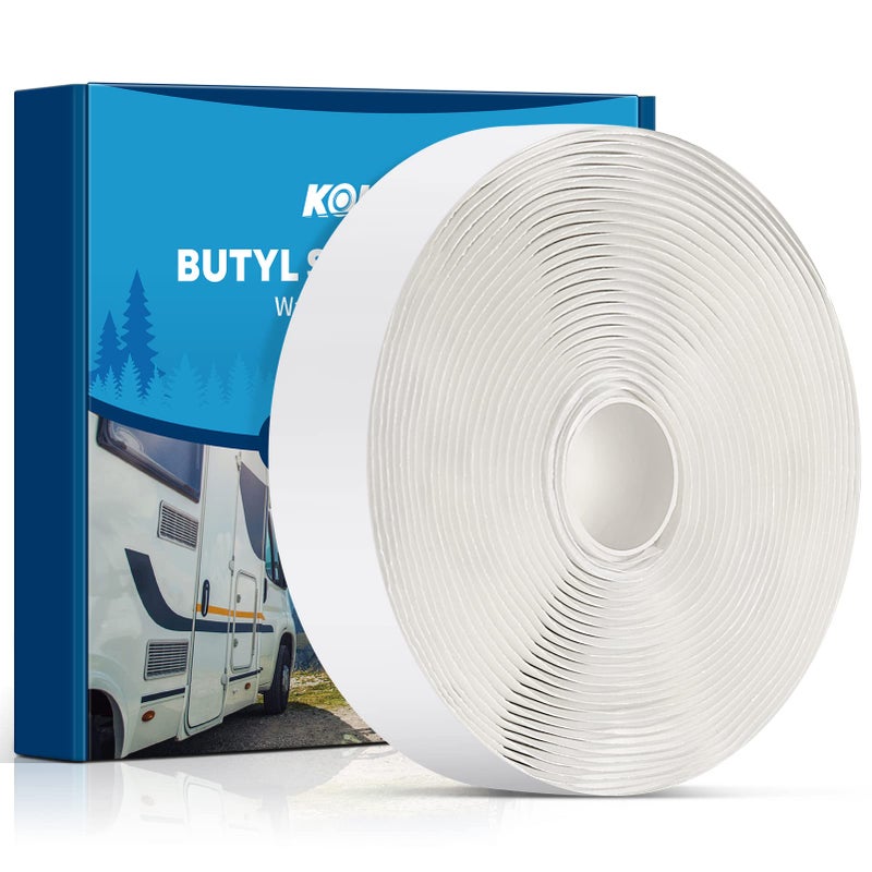 Kohree Butyl Sealant Tape White, 1/8-Inch x 3/4-Inch x 30-Foot, Butyl Tape RV Putty Rubber Seal Tape Leak Proof for RV Repair, Window, Boat Sealing, Glass and EDPM Rubber Roof Patching - Image 1