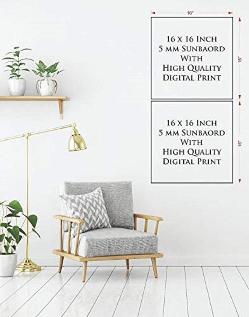 PRINTELLIGENT 2 Pieces Frame Wall Art Painting - Digitally Printed on 5mm Sunboard - Self Adhesive (16 x 32 inch) - Image 3