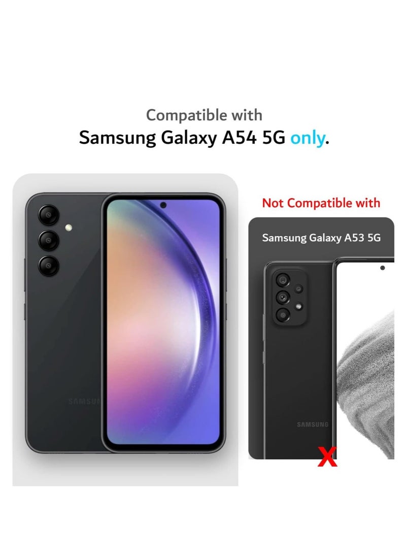 "Case Compatible with Samsung Galaxy A54 5G: Soft TPU Liquid Silicone Cover with 2 Tempered Glass Protective Films and Shockproof Rubber in Black" - Image 2