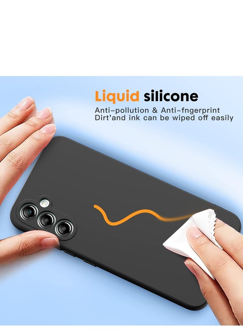 "Case Compatible with Samsung Galaxy A54 5G: Soft TPU Liquid Silicone Cover with 2 Tempered Glass Protective Films and Shockproof Rubber in Black" - Image 3