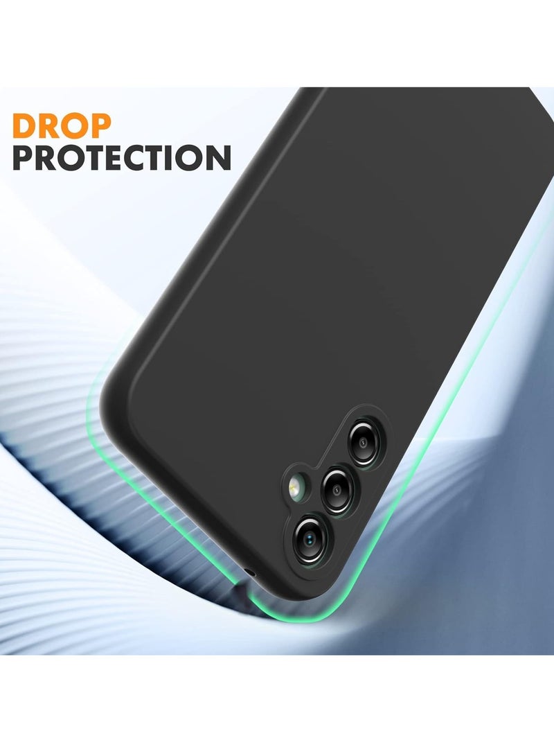 "Case Compatible with Samsung Galaxy A54 5G: Soft TPU Liquid Silicone Cover with 2 Tempered Glass Protective Films and Shockproof Rubber in Black" - Image 5