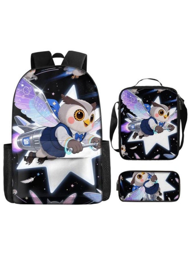 Bright Li Fire Backpacks + handbags + stationery bags | Back-to-school season/festival gifts | Cartoon bag three-piece set, easy to deal with various occasions (available for students, children, friends outings, mountain climbing, school, etc.) - 16 - Image 2