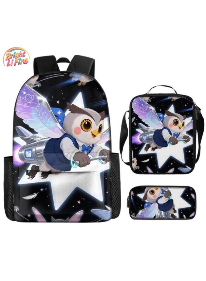 Bright Li Fire Backpacks + handbags + stationery bags | Back-to-school season/festival gifts | Cartoon bag three-piece set, easy to deal with various occasions (available for students, children, friends outings, mountain climbing, school, etc.) - 16 - Image 1