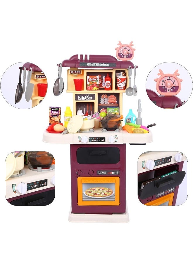 An interactive kitchen toy set for children equipped with lights and sounds in a realistic design