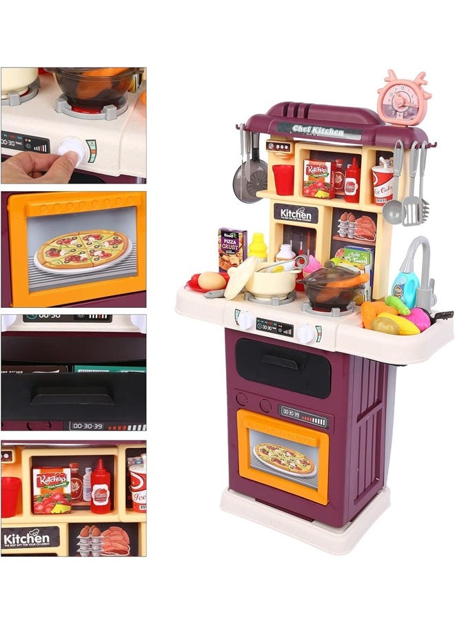 An interactive kitchen toy set for children equipped with lights and sounds in a realistic design
