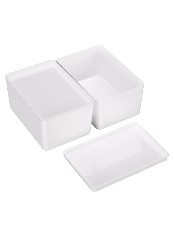 CHANCETSUI Pantry Storage Containers for Snacks: 2 Pack Coffee White Plastic Organizer Bins, 7x10 Inch Stackable Kitchen Cabinet Organizers - Image 1