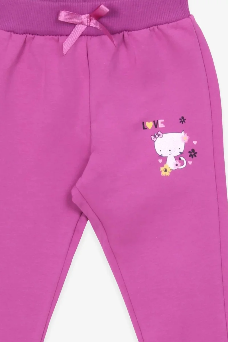 Breeze Baby Girl Sweatpants Cat Printed 6 Months-2 Years, Lilac