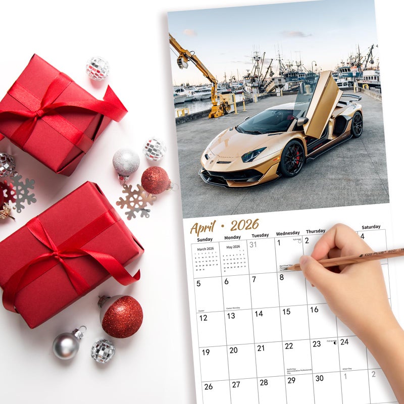 BLYYIEER 2026 Wall Calendar Supercar  14 Months Hangable Wall Calendars  12"" X 24"" (Open)  Thick Glossy Paper  Organizing & Planning - Image 3