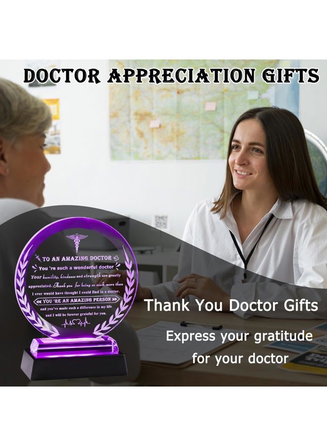 Qianwei Doctor Gifts for Women Men Crystal Doctor Appreciation Plaque with Colorful Base Best Doctor Gifts Crystal Thank You Doctor Gifts for Doctors' Day - Image 2