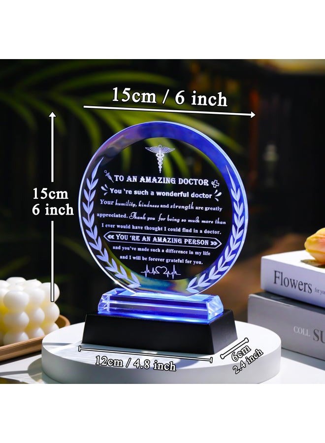 Qianwei Doctor Gifts for Women Men Crystal Doctor Appreciation Plaque with Colorful Base Best Doctor Gifts Crystal Thank You Doctor Gifts for Doctors' Day - Image 3