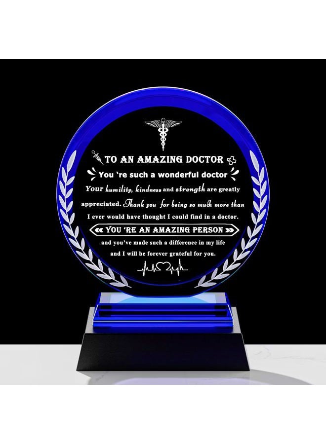 Qianwei Doctor Gifts for Women Men Crystal Doctor Appreciation Plaque with Colorful Base Best Doctor Gifts Crystal Thank You Doctor Gifts for Doctors' Day - Image 1