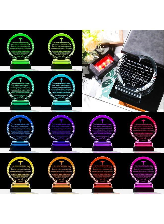 Qianwei Doctor Gifts for Women Men Crystal Doctor Appreciation Plaque with Colorful Base Best Doctor Gifts Crystal Thank You Doctor Gifts for Doctors' Day - Image 4