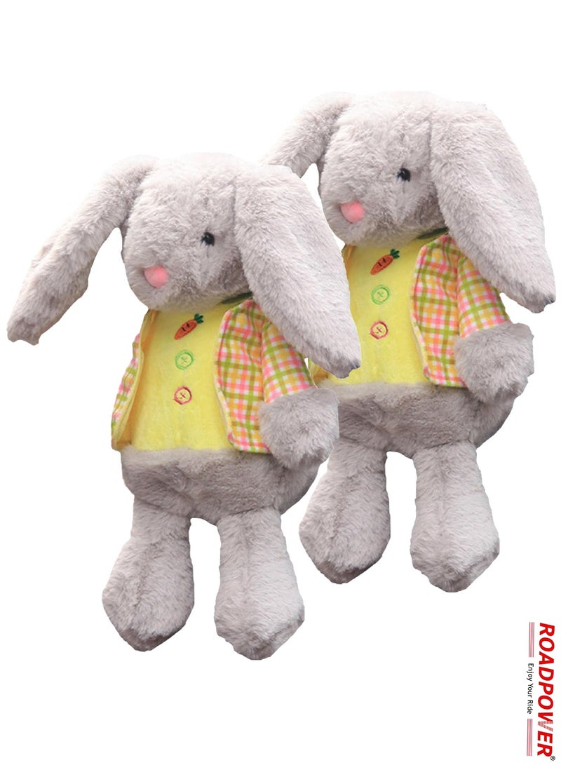 RoadPower Cute Bunny Car Tissue Box Holder Soft Plush Animal Tissue Dispenser Hanging Pouch Napkin Holder Rabbit Paper Storage Box For Car Home Bathroom 2 Pack - Image 1