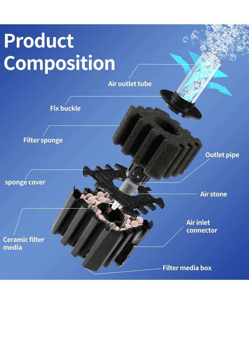 SYOSI Submersible Aquarium Sponge Filter Ultra Silent Aeration and Biofiltration with Built in Filter Box Mini 3 in 1 silent Fish Tank Filter Oxygen Pump for Breeding Fry Betta and Shrimp 5-20 Gallon  - Image 3