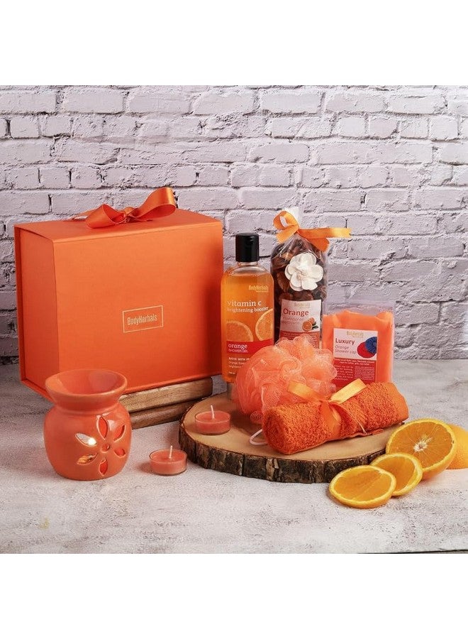 BodyHerbals Orange Bath And Body Care Gift Set For Women And Men| Luxury Skin Care Kit With Spa Accessories | Gift Box Hamper For Couple| 8 Pcs| Luxury Gift For Birthdays, Anniversaries, Christmas And Special Celebrations| 100 % Vegan - Image 1