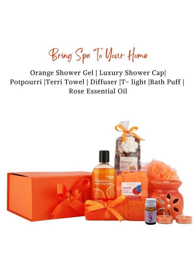 BodyHerbals Orange Bath And Body Care Gift Set For Women And Men| Luxury Skin Care Kit With Spa Accessories | Gift Box Hamper For Couple| 8 Pcs| Luxury Gift For Birthdays, Anniversaries, Christmas And Special Celebrations| 100 % Vegan - Image 2