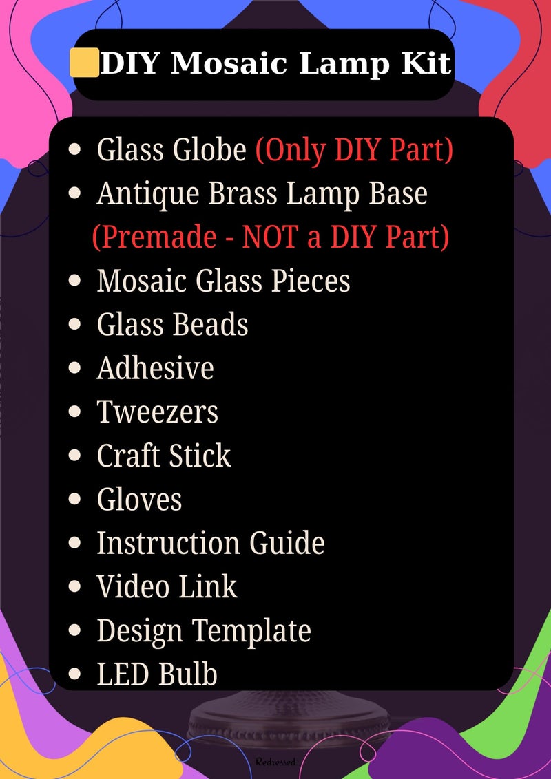 DEMMEX DIY Turkish Moroccan Mosaic Lamp Making Kit â€“ No Grout â€“ Fun, Easy, No Experience Required â€“ Complete Mosaic Art & Craft Project Kit for Adults & Teens â€“ Make Your Own Table Lamp (Turquoise) - Image 2