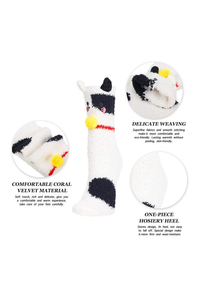 KASTWAVE Women Warm Super Soft Socks 5 Pairs Animal Microfiber Slipper Socks, Casual Home Sleeping Fuzzy Cozy Sock - Image 3