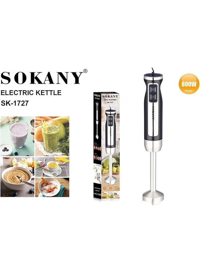 Sokany SK-1727 800W Stainless Steel Hand Blender, Black - Image 2