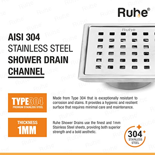 Ruhe® Pearl Floor Drain/Jali | 304 Grade Stainless Steel Pearl Floor Drain/Jali Square with Trap Set of 2 (6 x 6 inches) - Image 4