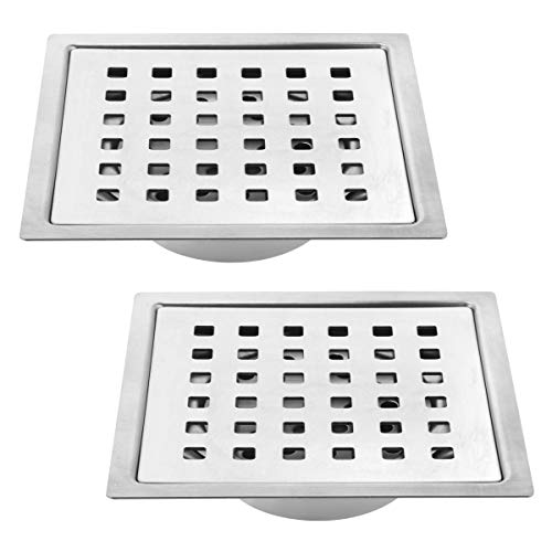 Ruhe® Pearl Floor Drain/Jali | 304 Grade Stainless Steel Pearl Floor Drain/Jali Square with Trap Set of 2 (6 x 6 inches) - Image 1