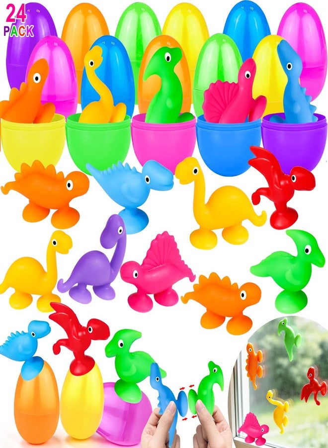 AMENON 24 Pcs Prefilled Easter Eggs with Animal Dinosaur Suction Cup Bath Toy Easter Basket Stuffers Filler Stress Relief Sensory Fidget Window Surprise Easter Hunt Party Favors Gifts for Kids Toddler - Image 1