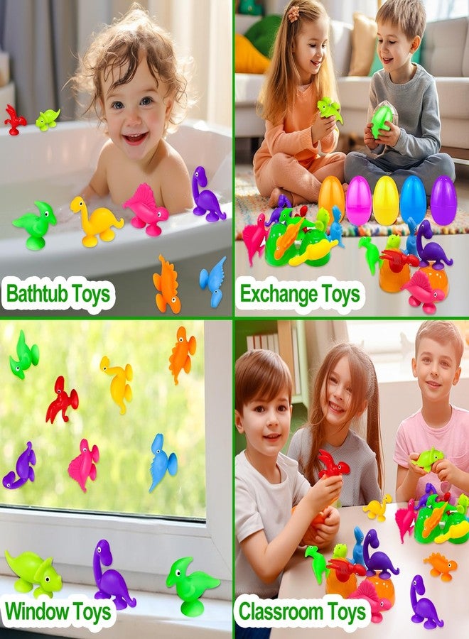 AMENON 24 Pcs Prefilled Easter Eggs with Animal Dinosaur Suction Cup Bath Toy Easter Basket Stuffers Filler Stress Relief Sensory Fidget Window Surprise Easter Hunt Party Favors Gifts for Kids Toddler - Image 2