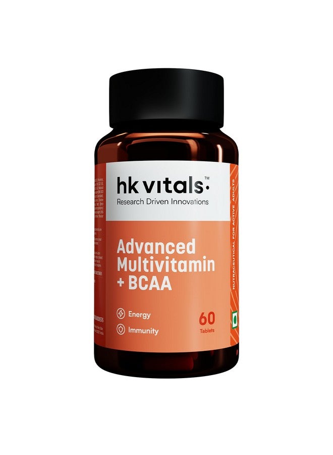 HEALTHKART هيلث كارت hk فيتالز فيتامينات متعددة متقدمة مع BCAA - معادن، أحماض أمينية، حمض الهيالورونيك، ومضادات الأكسدة - 60 قرص فيتامين متعدد - المناعة والطاقة - Image 1