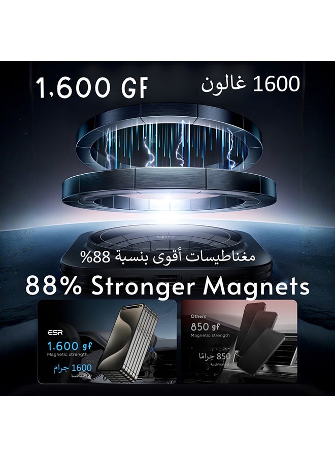 اي اس ار ESR شاحن سيارة ماج سيف 15 واط، حامل هاتف مغناطيسي لاسلكي سريع للسيارة (فتحة تهوية/تابلوه)، متوافق مع آيفون وسامسونج S25 - Image 5