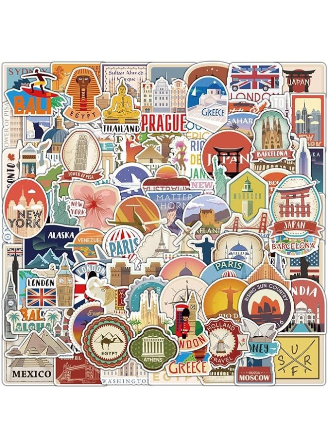 NIBEMINENT 100 Pcs World Travel Deco Kit Waterproof Stickers, High Definition Printing Bright Colors, Suitable for Laptop Skateboard Luggage Water Bottle Guitar DIY - Image 2