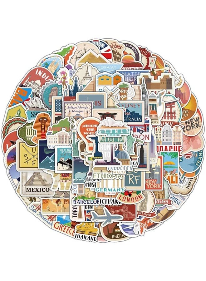 NIBEMINENT 100 Pcs World Travel Deco Kit Waterproof Stickers, High Definition Printing Bright Colors, Suitable for Laptop Skateboard Luggage Water Bottle Guitar DIY - Image 3