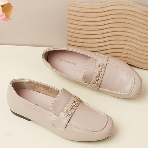DeYashopin Women's Loafer Shoes Leisure Slip On Work Shoes Comfort Walking Flats, Nude 9 - Image 5