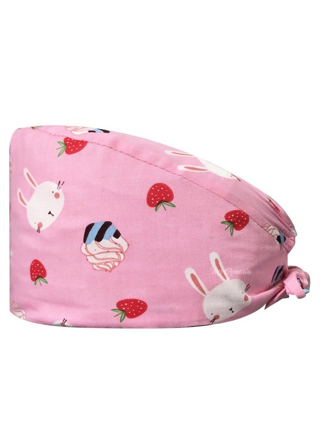 NIBEMINENT Cartoon Doctor Operating Room Pattern Printed Nursing Head Cap Lab Scrub Pet Hospital Surgical Hat Unisex Dentist Scrub Cap