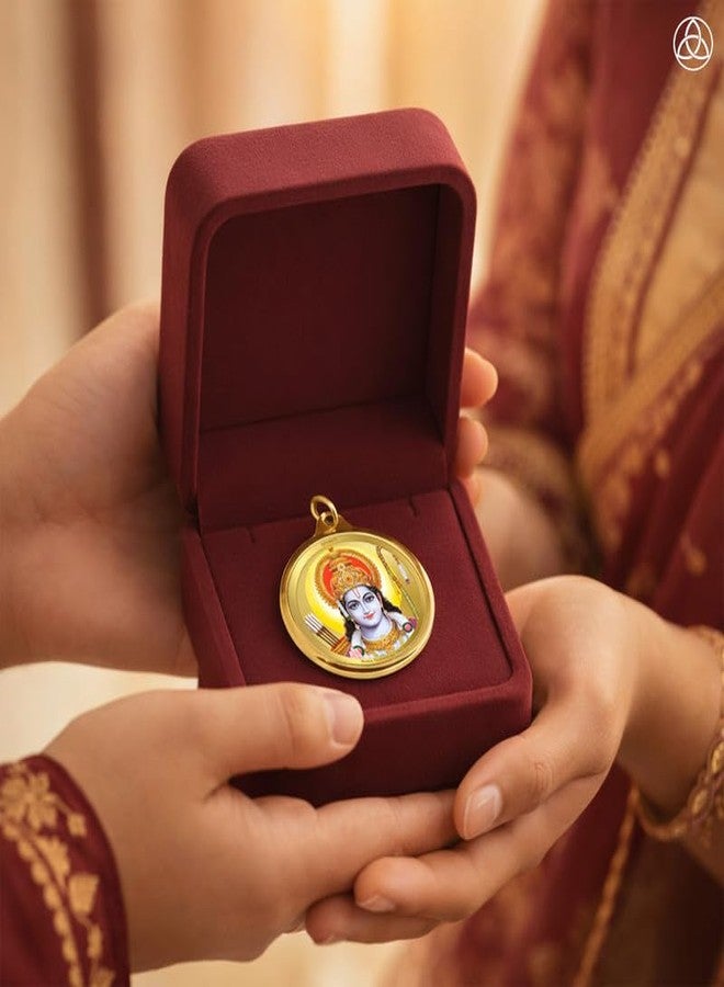 DIVINITI قلادة رام جي ويانترا مطلية بالذهب عيار 24 قيراطًا من ديفينيتي، للرجال والنساء والأطفال، مقاس 22 مم، قلادة أنيقة مزدوجة الجوانب، هدية مثالية للفتيات، هدية عيد ميلاد أو ذكرى زواج. - Image 4
