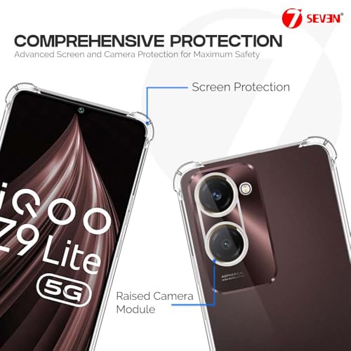7-Seven 7SEVEN® Back Cover for IQOO Z9 Lite Transparent Mobile Back Case Shock Proof Design Camera Edges Protection Crystal Clear Phone Case Silicon Soft TPU and Flexible Bumper Phone Cover - Image 3