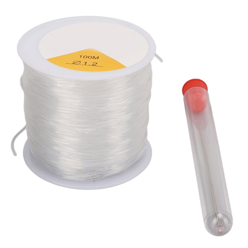 Crystal Tec Transparent Elastic Cord: 1.2mm Round Wire With Big Eye Needles - Easy To Knot And Hide Clear Stretch String For Diy Jewelry Making, Bracelet Necklace Crafts For Beginners - Image 1