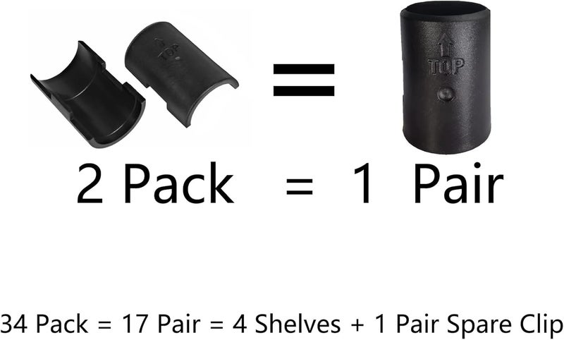 WAFJAMF 34 Pack Wire Shelving Shelf Lock Clips for 1" Post- Shelving Sleeves Replacements for Wire Shelving System - Image 2