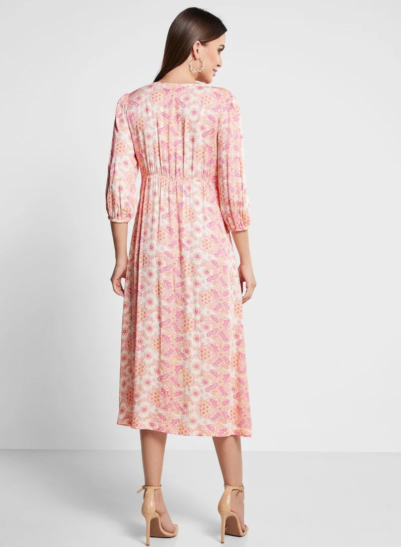 Fabindia Printed Button Detail Dress