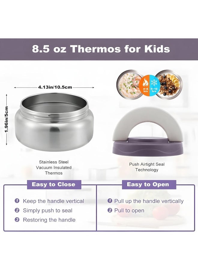 Snack attack Bento Lunch Box for Kids school with 9.7oz Soup thermos, Leak-proof Lunch Containers with 5 Compartment, thermos Food Jar, Food Containers for School (Grey And Mouhave Pilot)  - Image 4