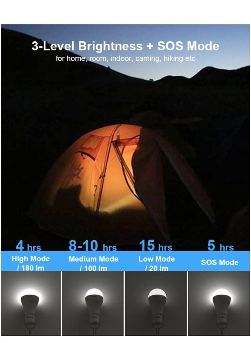 Zikra مصابيح LED قابلة لإعادة الشحن عبر USB مع جهاز تحكم عن بعد 4 أوضاع إضاءة مؤقت 1200 مللي أمبير بطارية قابلة لإعادة الشحن مصابيح خيمة محمولة للطوارئ المنزلية والتخييم عبوة من 2 - Image 2