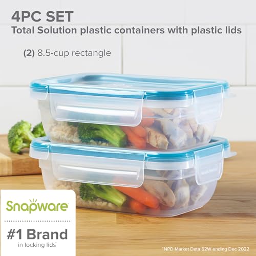 Snapware Total Solution 2-Pack (3-Cup) Plastic Food Storage Containers Set, Leakproof & Airtight Locking Lids Tupperware, Non-Toxic BPA-Free Lids, Microwave Dishwasher Freezer Safe - Image 2