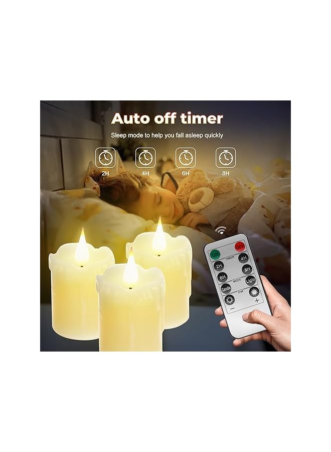 The Bros 6 Real Wax LED Candle Lights Warm White Light,USB Charging Pillar Candles with Timer Remote,Rechargeable Flameless Electronic Tea Candles,for Wedding,Church,Celebration,Indoor Home Decor - Image 5