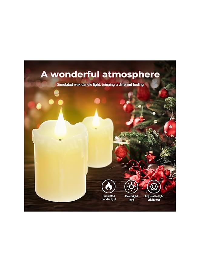 The Bros 6 Real Wax LED Candle Lights Warm White Light,USB Charging Pillar Candles with Timer Remote,Rechargeable Flameless Electronic Tea Candles,for Wedding,Church,Celebration,Indoor Home Decor - Image 3