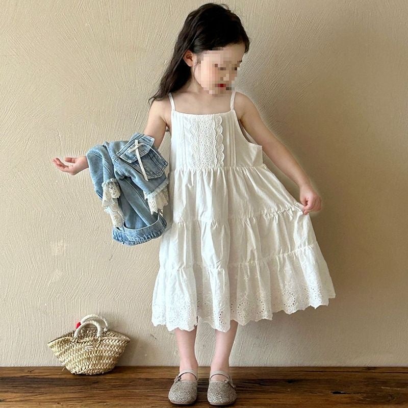 2025 Spring New Children'S Clothing Korean Style Children'S Clothing Girls' Lace Denim Shirt Light-Colored Denim Jacket Outer Wear - Image 4