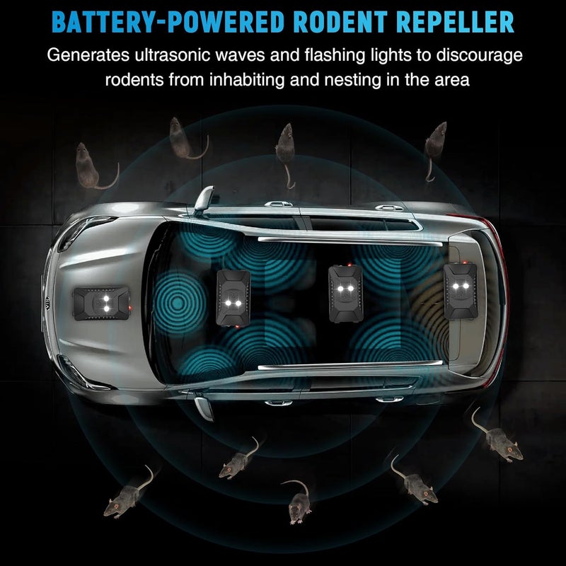zechuan Rodent Repellent with Strobe Light, Battery-Powered Under Hood Mouse Repeller for Cars, Trucks, RVs, and Attics, Protects Car Engines and Spaces from Rats, Mice, and Squirrels, 1 Pack - Image 2