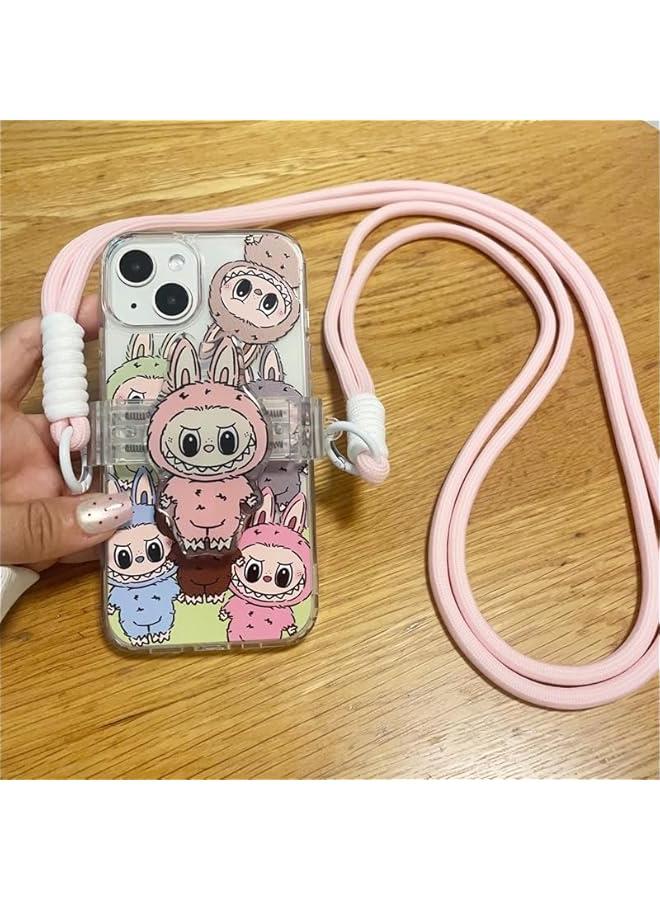 Arabest Cute Cartoon for Phone 15 Case with Card Slot Phone Case TPU Silicone Scratch Resistant Shockproof Kids Girls Women (15,Pink) - Image 2