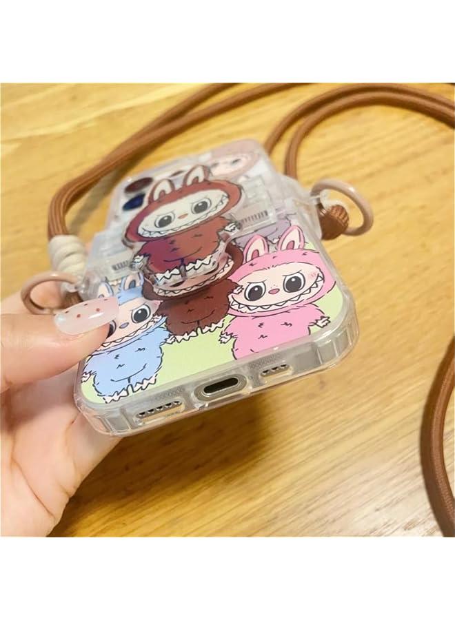 Arabest Cute Cartoon for Phone 15 Case with Card Slot Phone Case TPU Silicone Scratch Resistant Shockproof Kids Girls Women (15,Pink) - Image 4