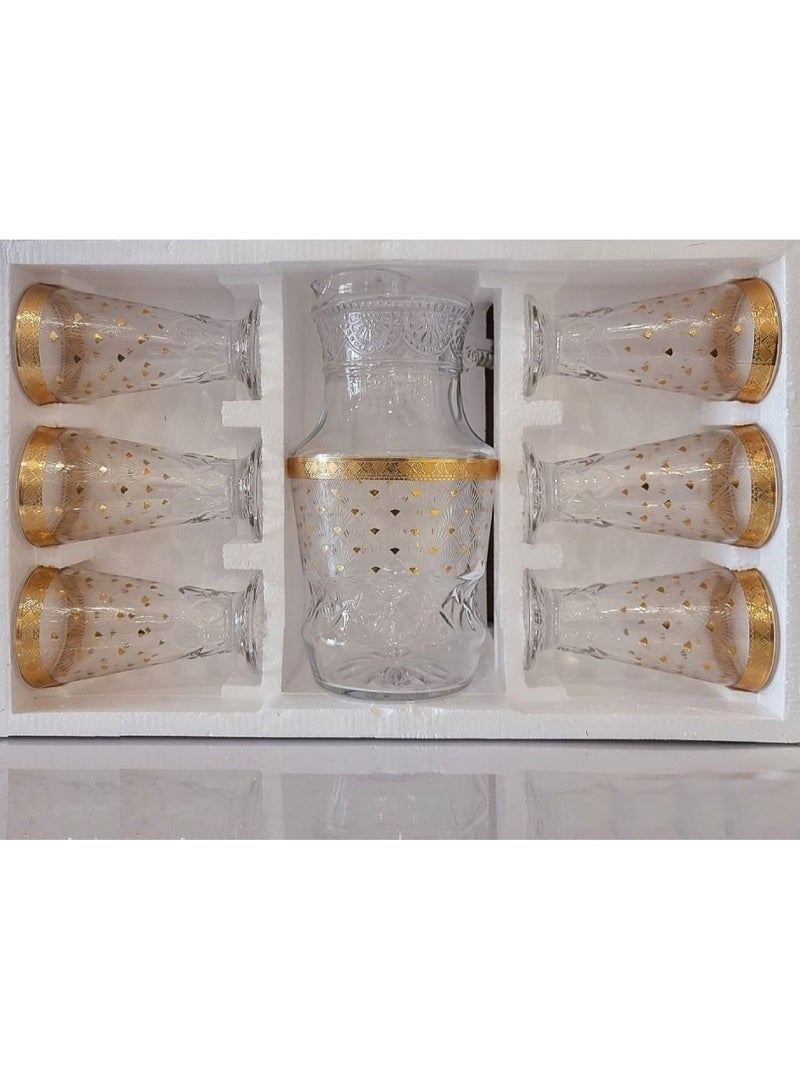 DejaVu Jake Juice Set with 6 Gold /Clear Glasses - Image 1
