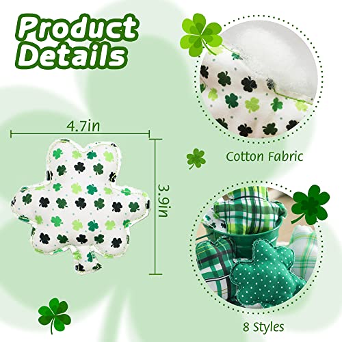 KORMMCO St. Patrick's Day Stuffed Fabric Shamrock, 8 Pieces Shamrock Shaped Ornaments, St. Patrick's Day Luck Clover Decoration for Tiered Tray Bowl Basket - Image 3
